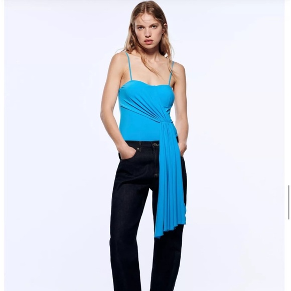 Zara blue bodysuit with drape - Picture 2 of 3